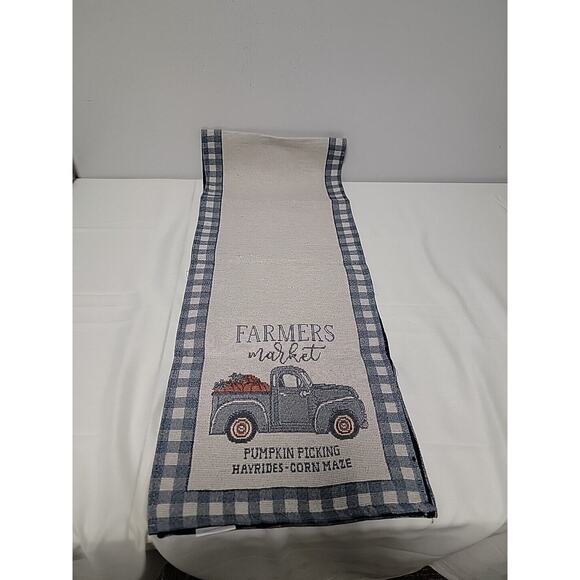Farmers Market Pumpkin Picking Harvest Corn Maze Fall Table Runner 67" - Picture 1 of 16